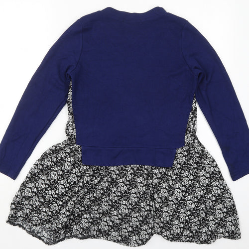 PANDORA Womens Blue Crew Neck Floral Acrylic Pullover Jumper Size M