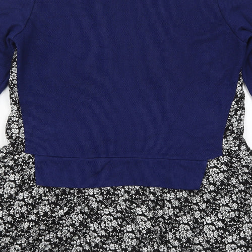 PANDORA Womens Blue Crew Neck Floral Acrylic Pullover Jumper Size M