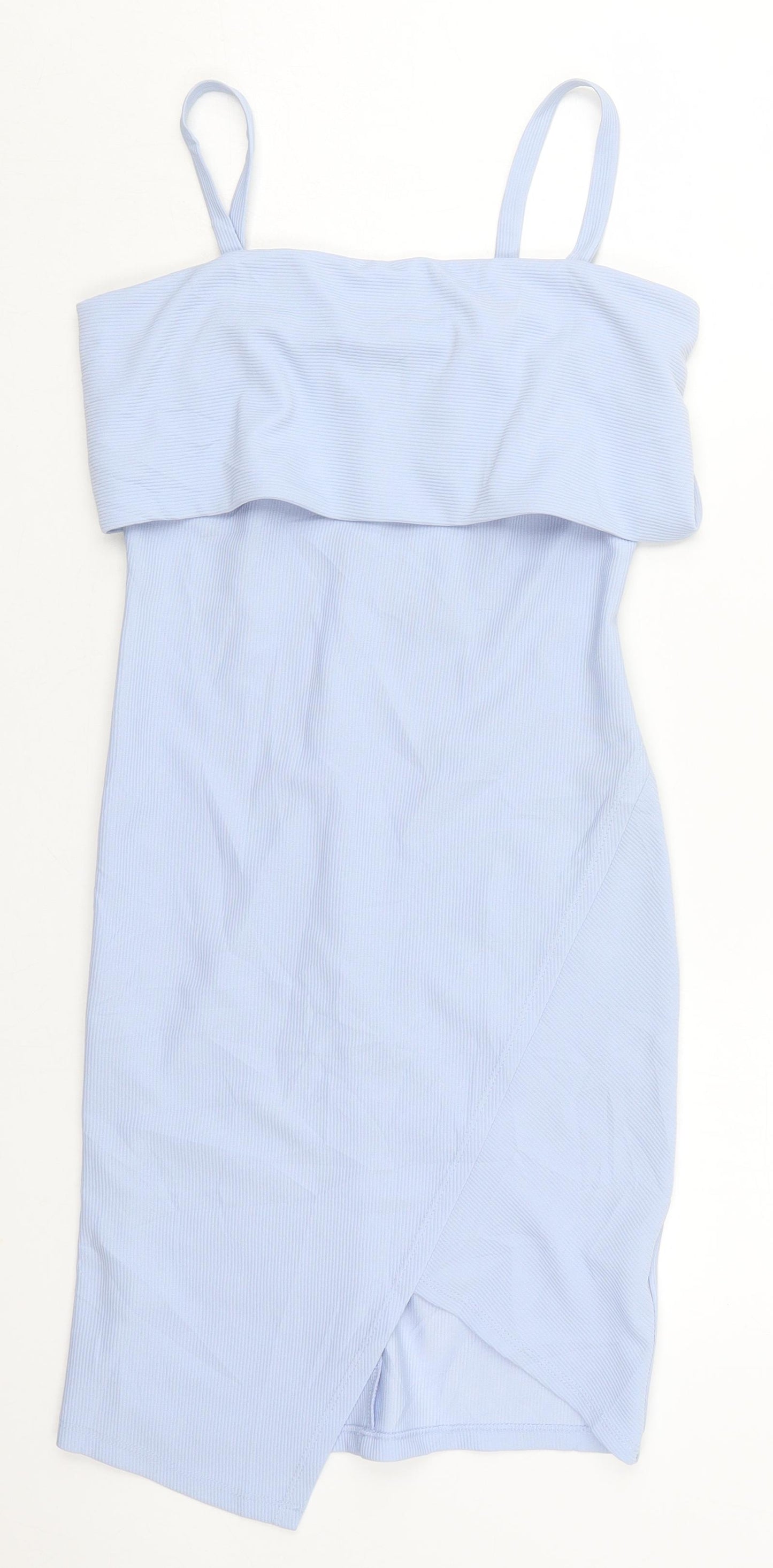 New Look Womens Blue  Polyester Mini  Size 10  Square Neck Zip