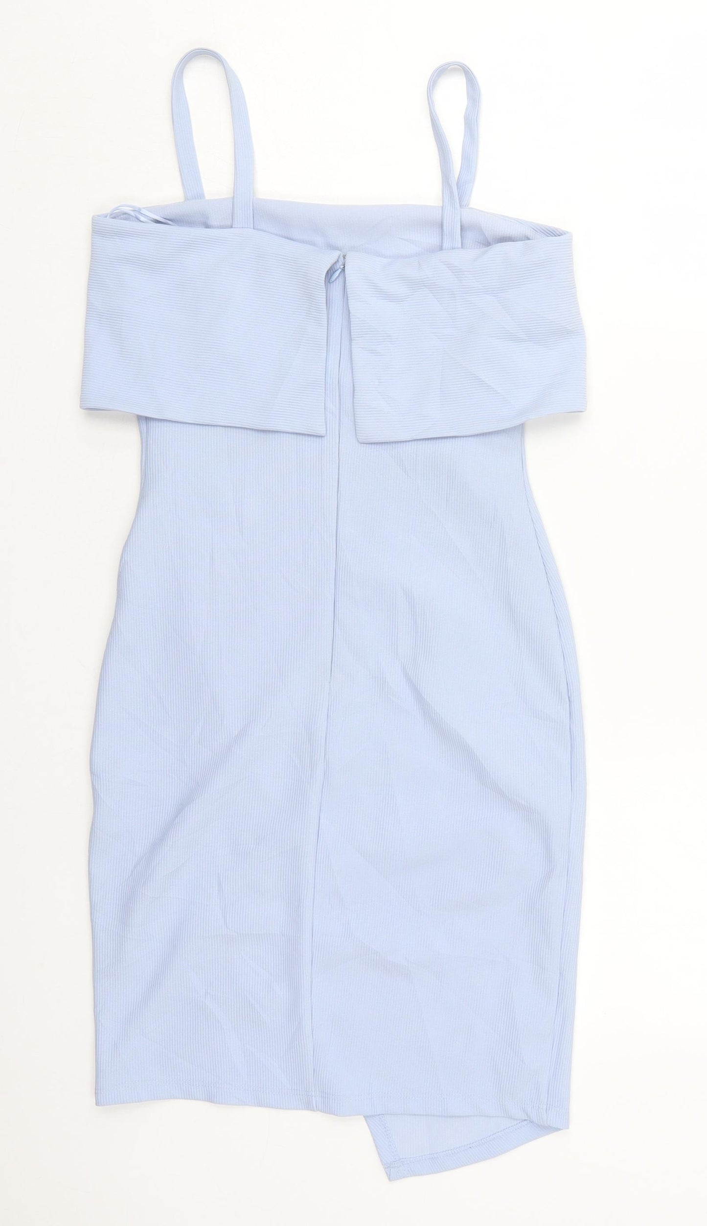 New Look Womens Blue  Polyester Mini  Size 10  Square Neck Zip