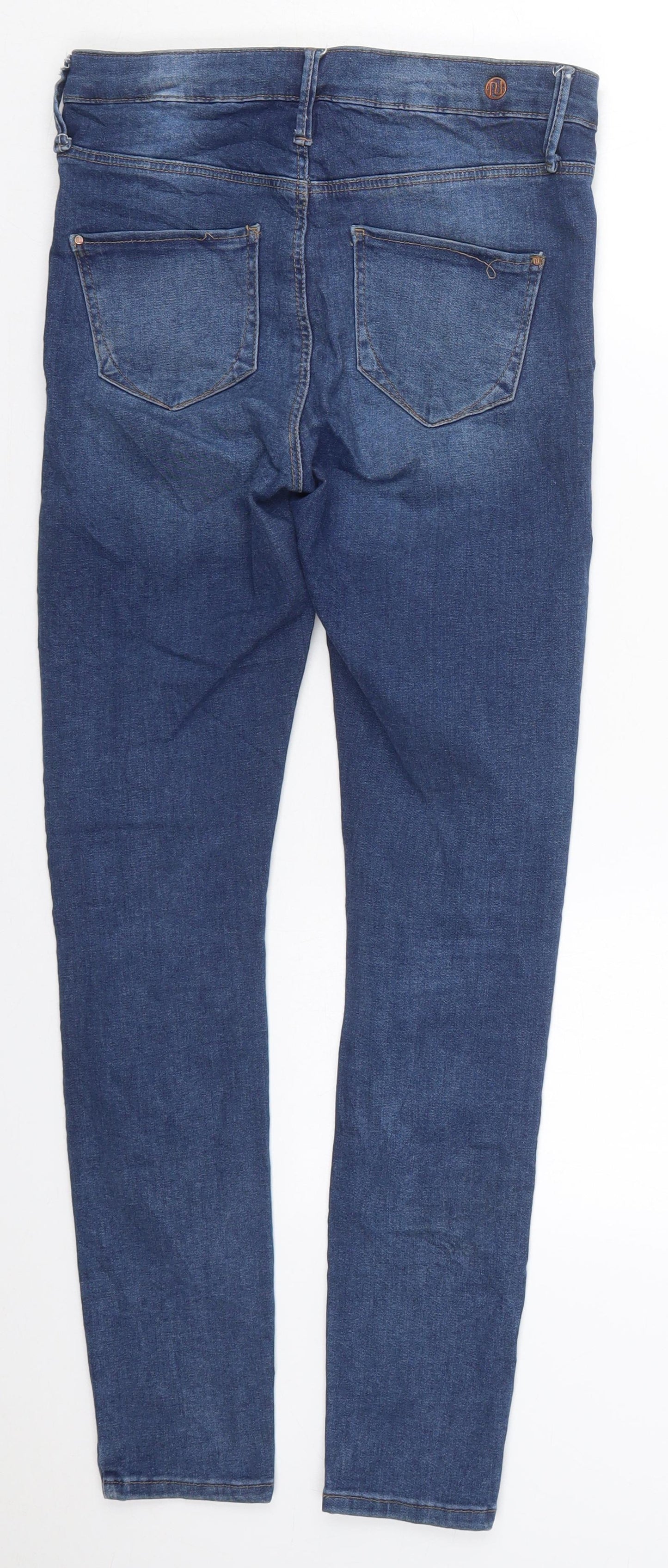 River Island Womens Blue  Cotton Skinny Jeans Size 8 L28 in Regular Button
