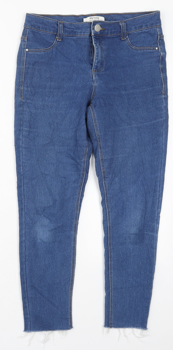 Dorothy Perkins Womens Blue Cotton Skinny Jeans Size 10 L25 in Regular Button