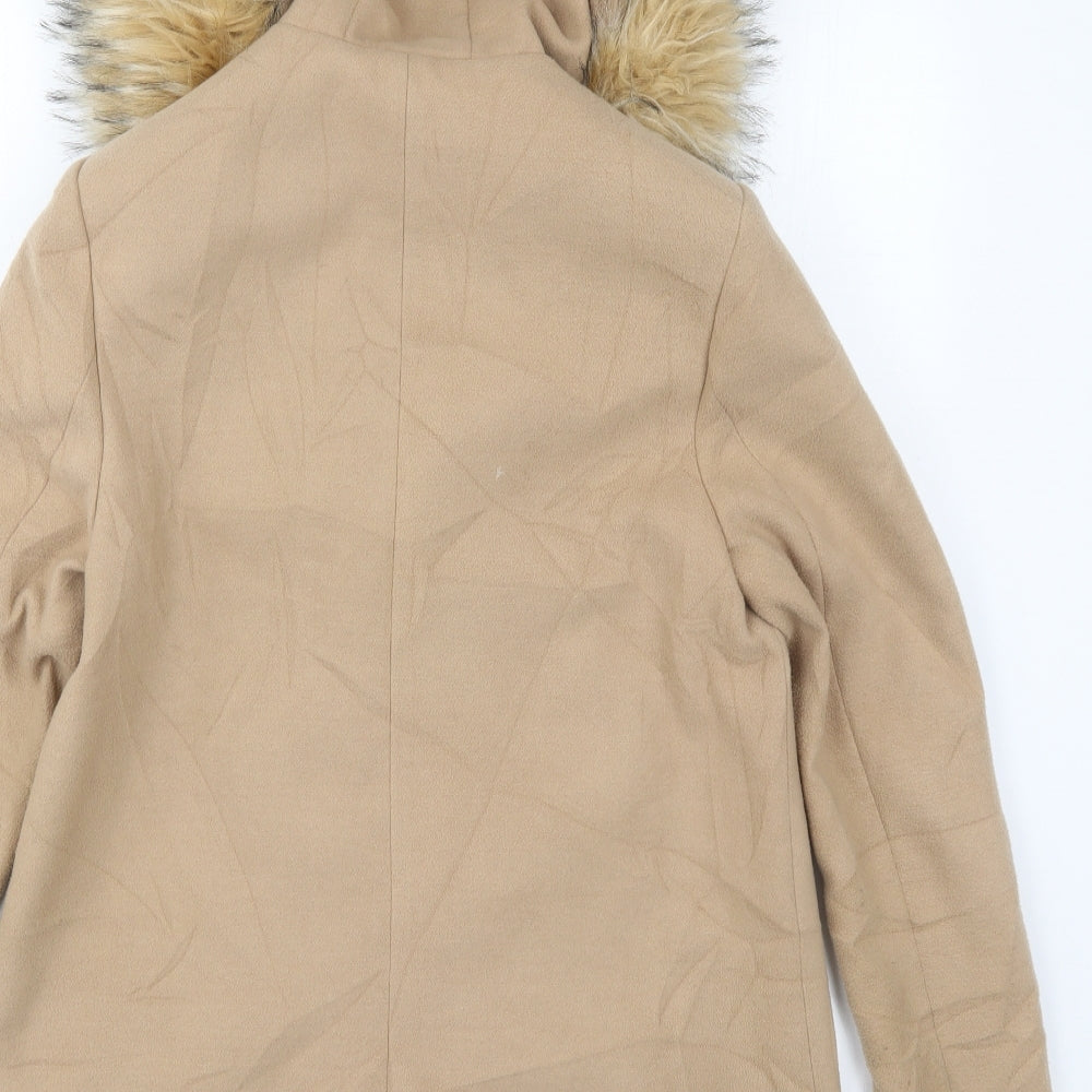 River Island Womens Beige   Pea Coat Coat Size 10  Zip