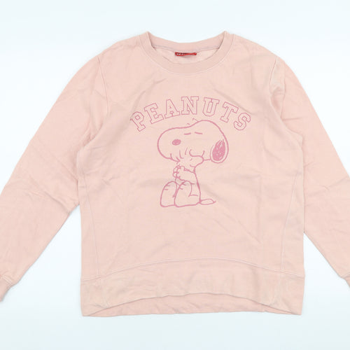 TU Womens Pink  Cotton Pullover Sweatshirt Size 10  Pullover - Peanuts