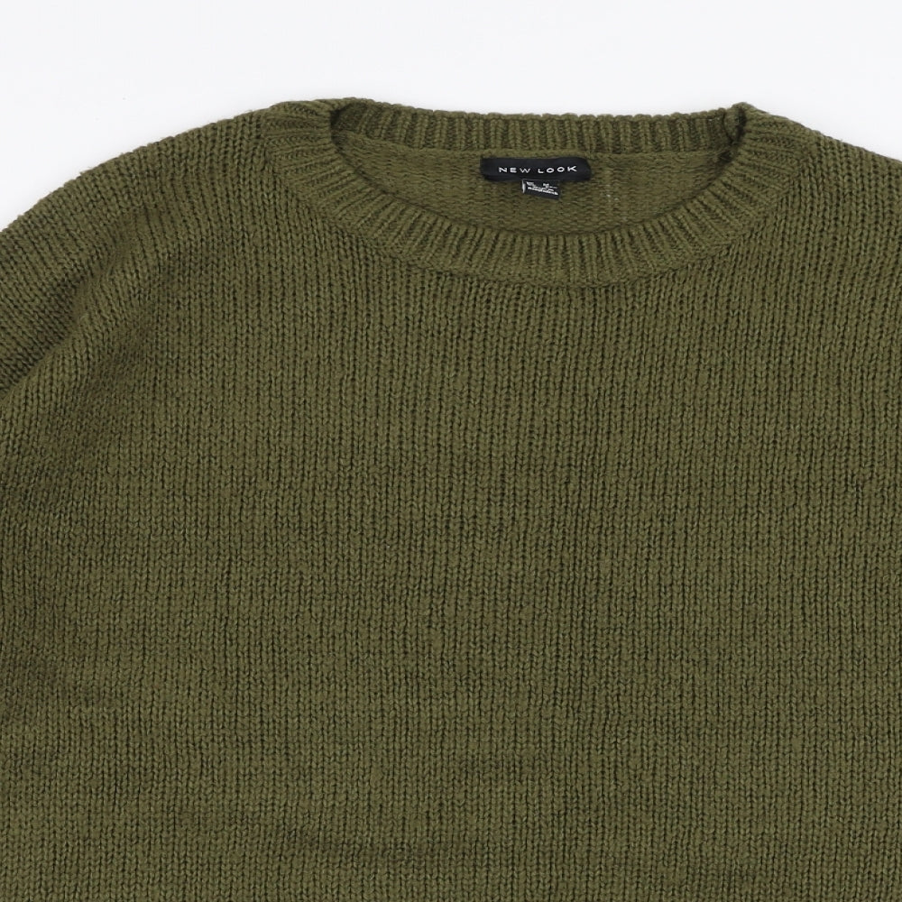 New Look Womens Green Round Neck  Acrylic Pullover Jumper Size M