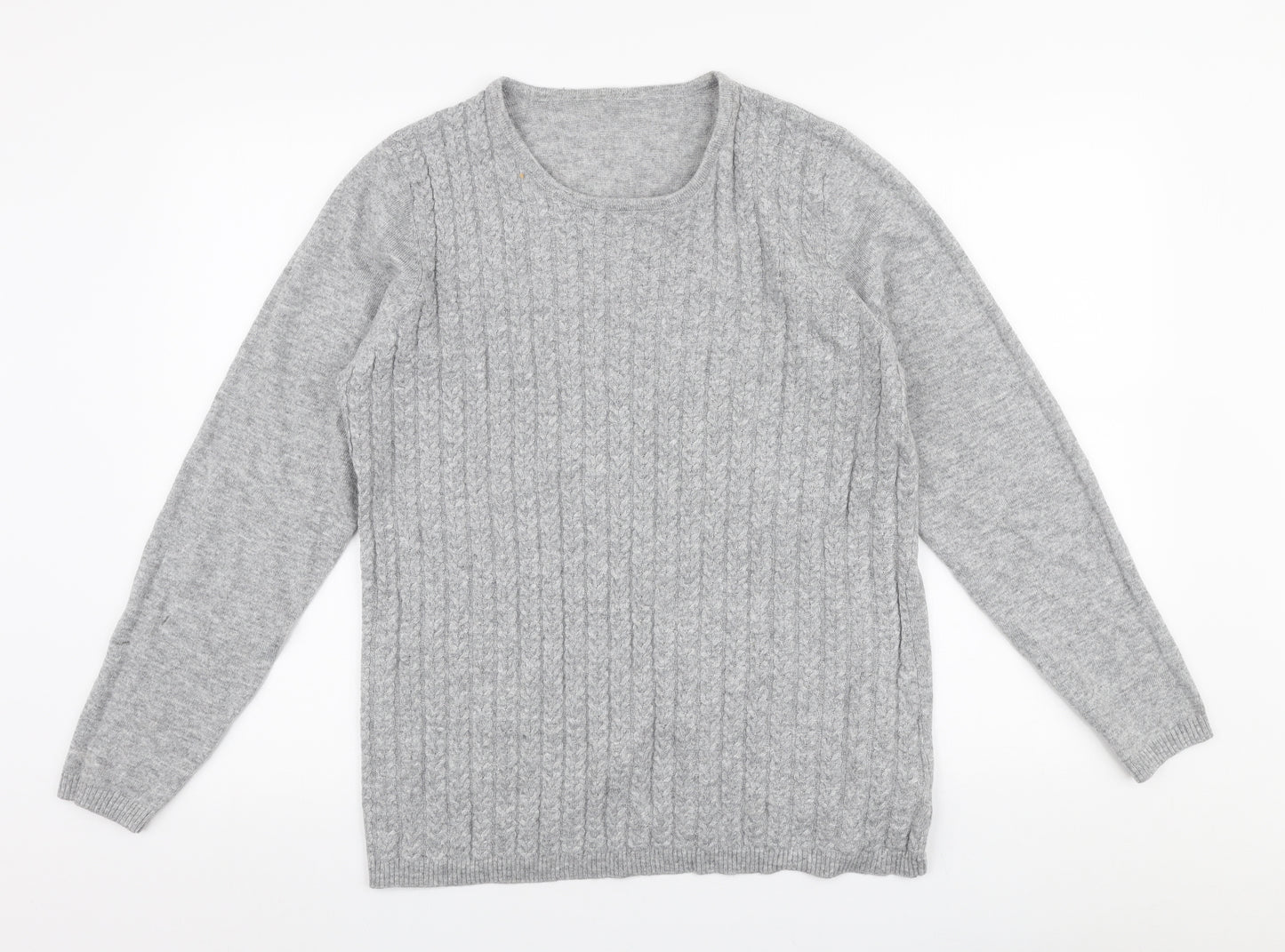Preworn Womens Grey Round Neck  Polyester Pullover Jumper Size M