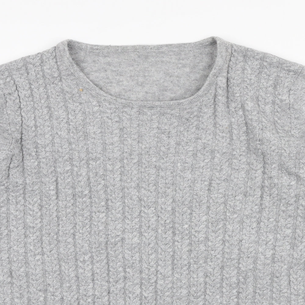 Preworn Womens Grey Round Neck  Polyester Pullover Jumper Size M