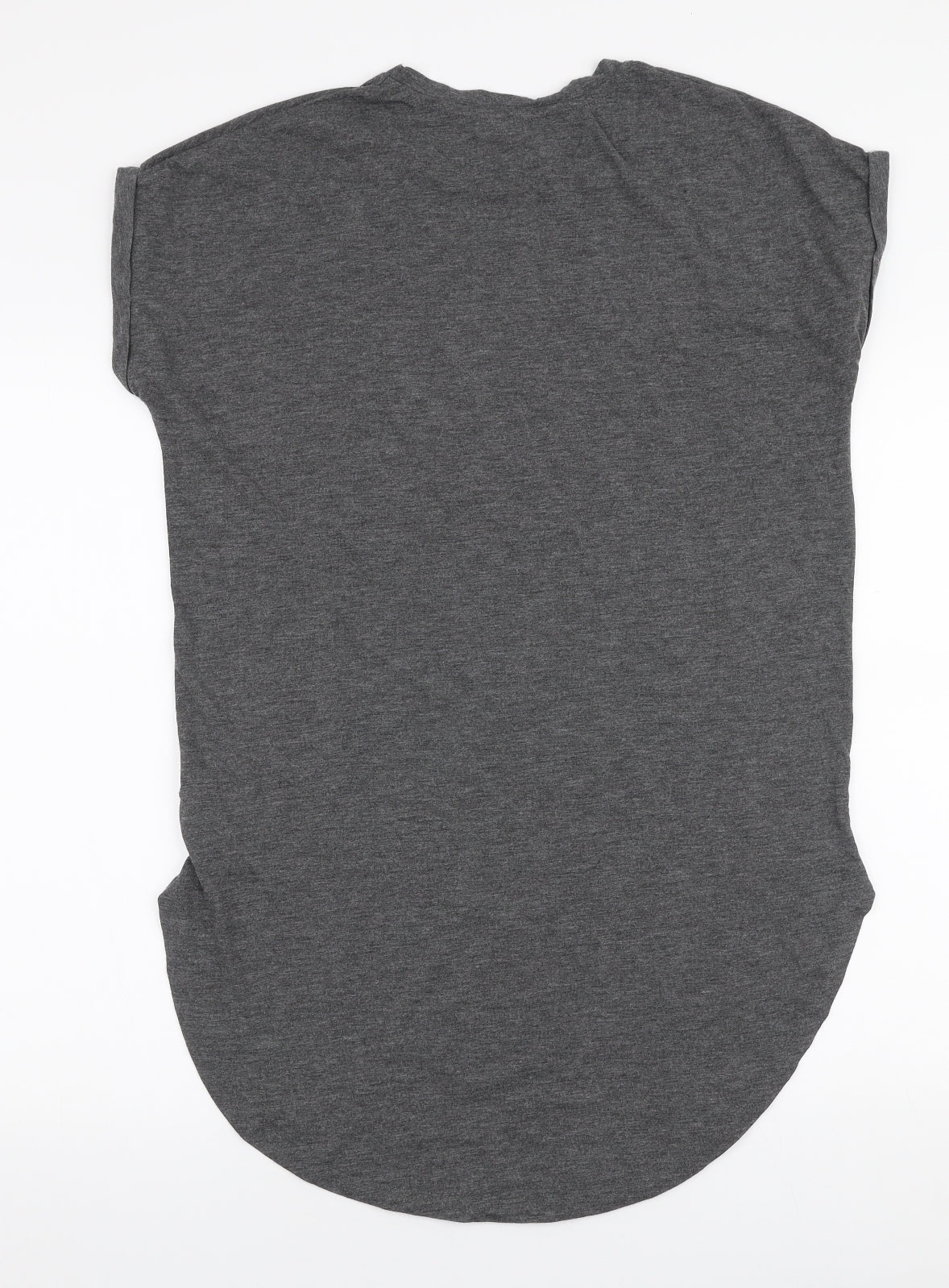 Primark Womens Grey  Polyester Jersey T-Shirt Size M Round Neck - Happiness