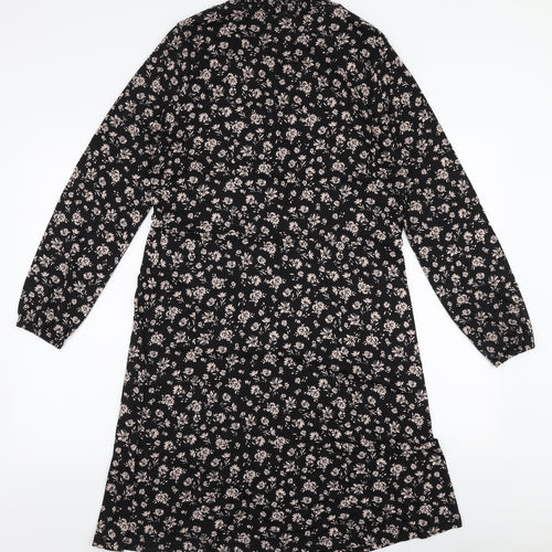 Peacocks Womens Black Floral Viscose A-Line  Size 14  Halter Pullover