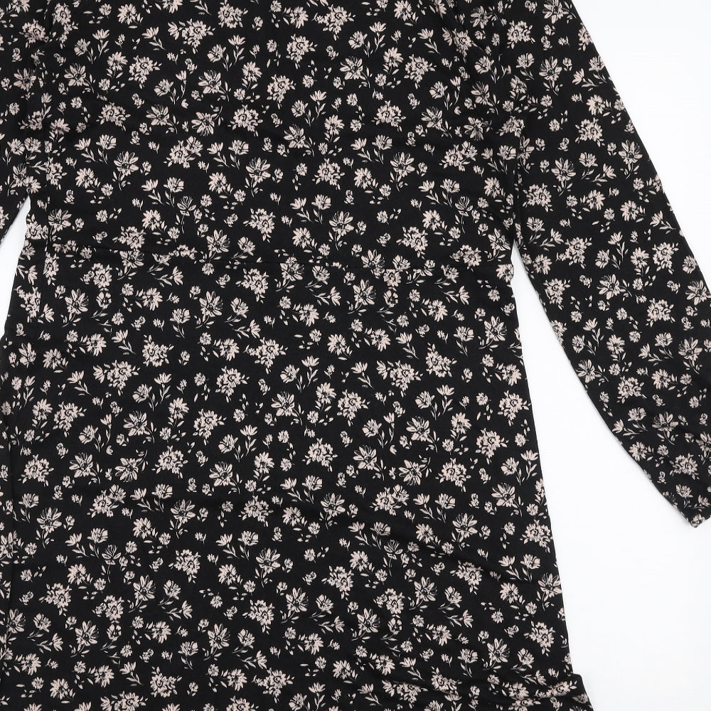 Peacocks Womens Black Floral Viscose A-Line  Size 14  Halter Pullover