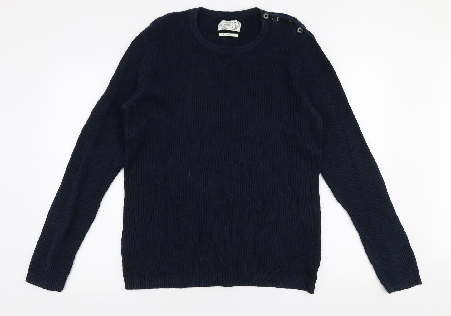 JACK & JONES Mens Blue Round Neck  Cotton Pullover Jumper Size XL