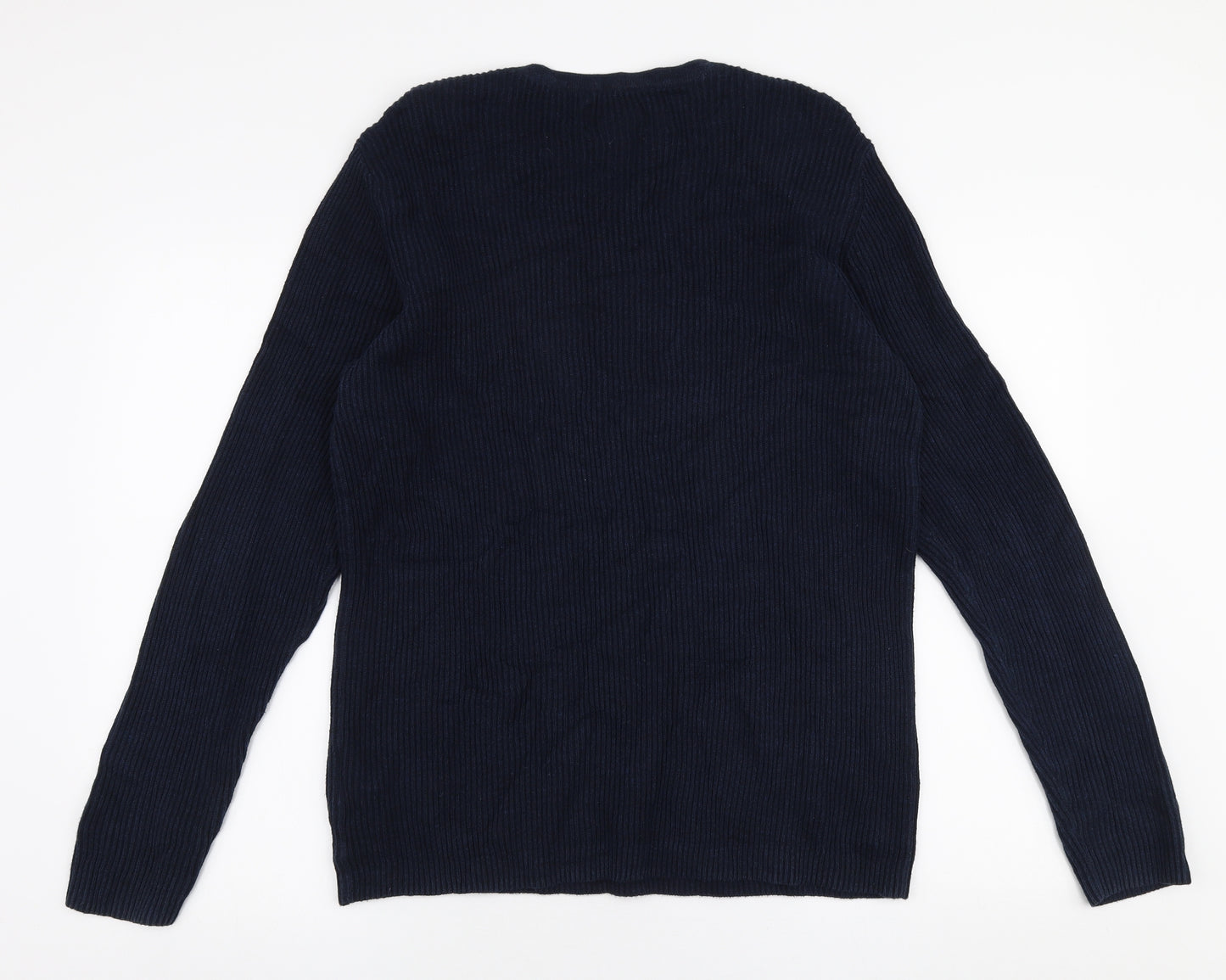 JACK & JONES Mens Blue Round Neck  Cotton Pullover Jumper Size XL