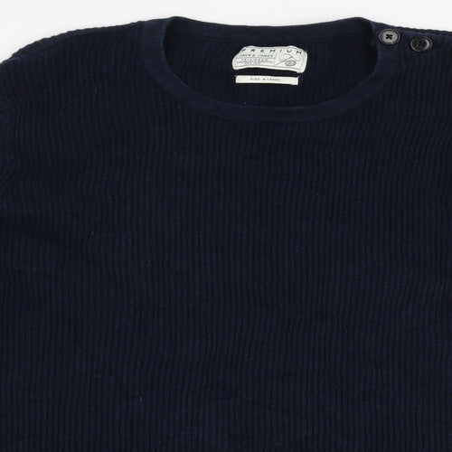JACK & JONES Mens Blue Round Neck  Cotton Pullover Jumper Size XL