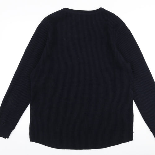 H&M Mens Blue Round Neck  Acrylic Pullover Jumper Size L