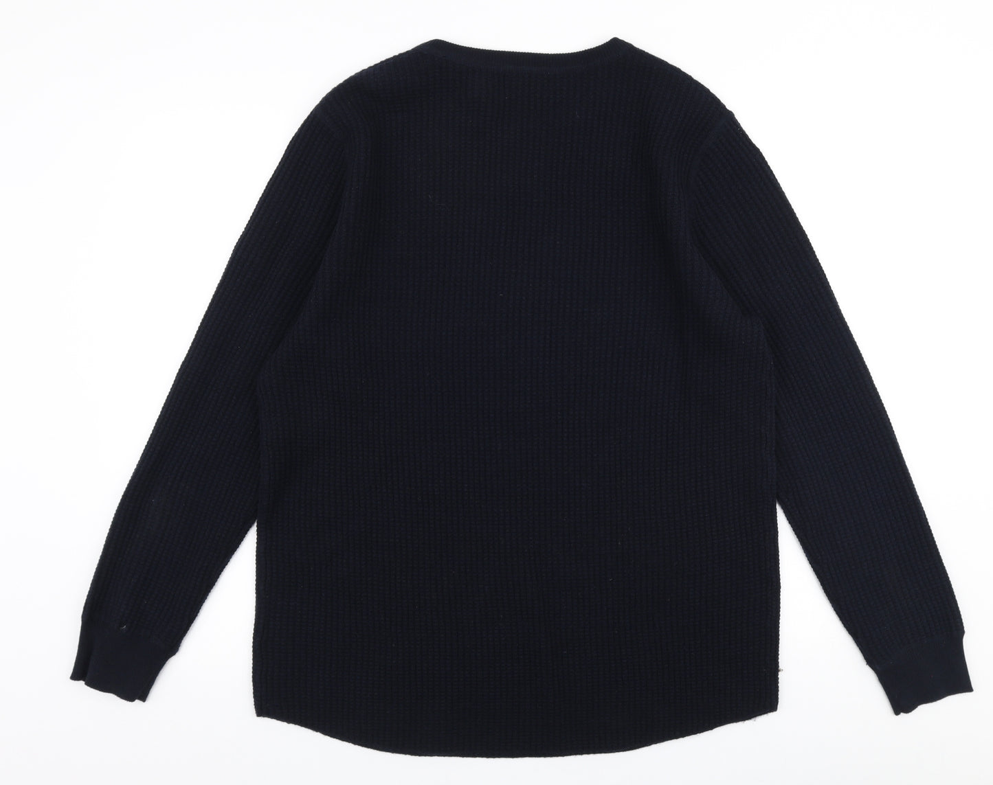 H&M Mens Blue Round Neck  Acrylic Pullover Jumper Size L