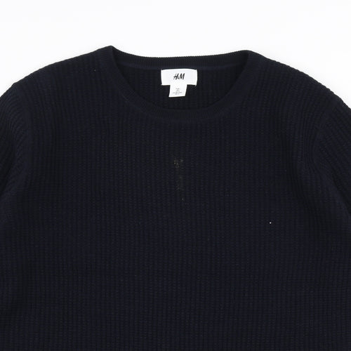 H&M Mens Blue Round Neck  Acrylic Pullover Jumper Size L