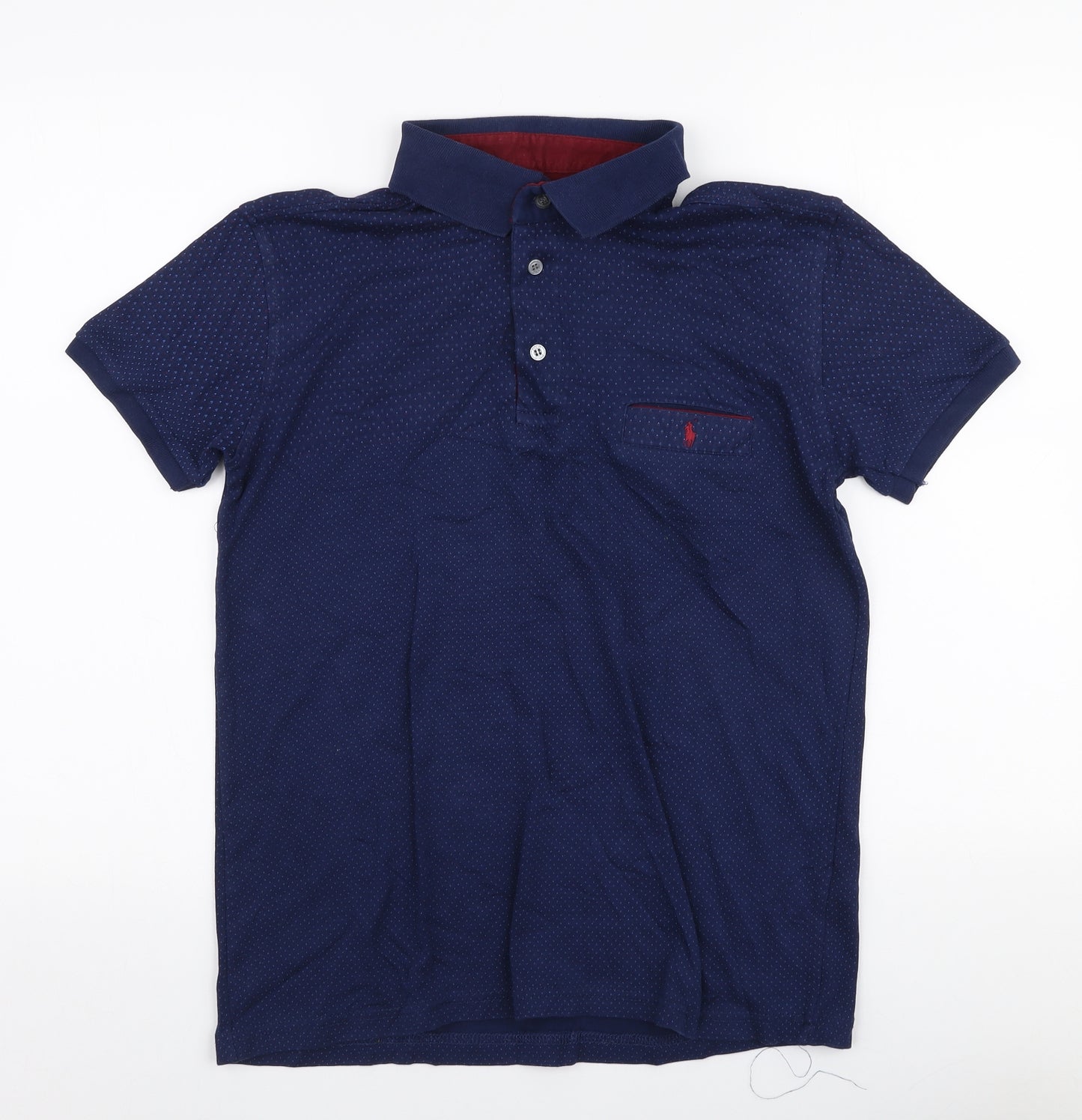 Ralph Lauren Mens Blue Geometric Cotton  Polo Size M Collared Button