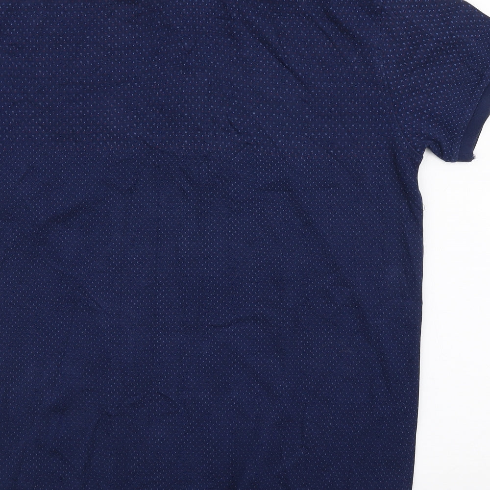 Ralph Lauren Mens Blue Geometric Cotton  Polo Size M Collared Button