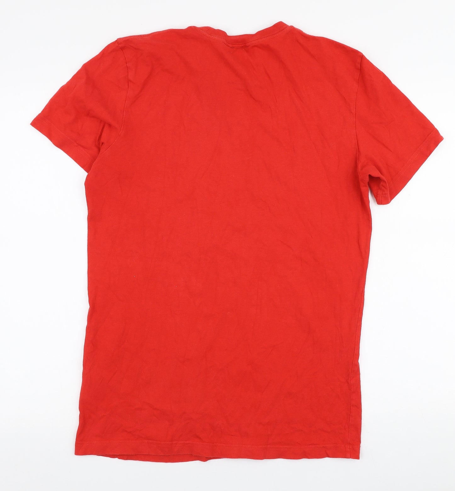 adidas Mens Red  Cotton  T-Shirt Size M Round Neck