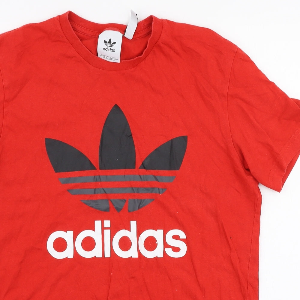 adidas Mens Red  Cotton  T-Shirt Size M Round Neck