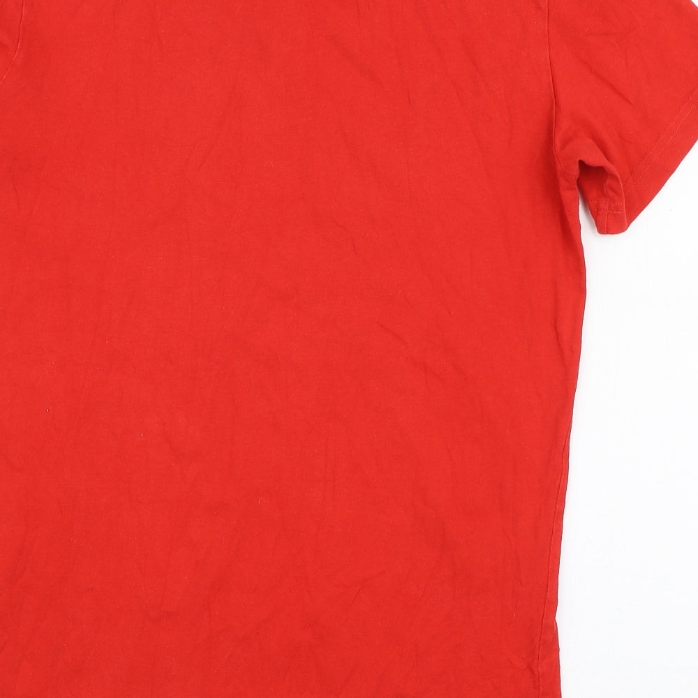 adidas Mens Red  Cotton  T-Shirt Size M Round Neck