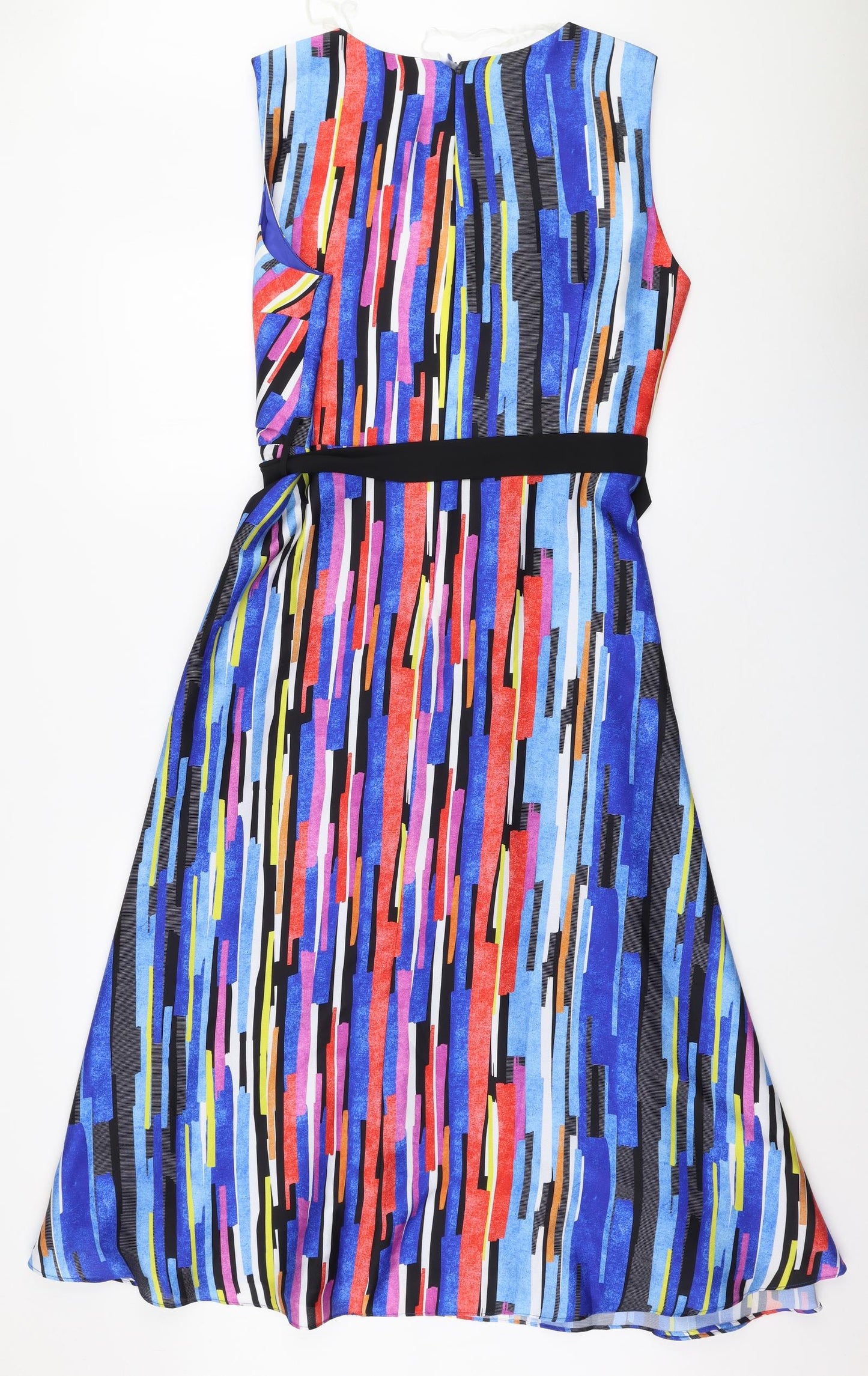 Lizabella Womens Multicoloured Striped Polyester Maxi  Size 16  V-Neck Zip