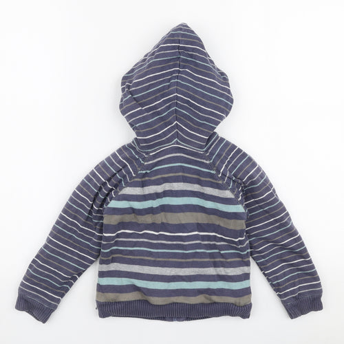 Matalan Boys Blue Striped 100% Cotton Full Zip Hoodie Size 3-4 Years  Zip