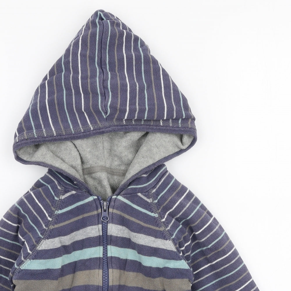Matalan Boys Blue Striped 100% Cotton Full Zip Hoodie Size 3-4 Years  Zip
