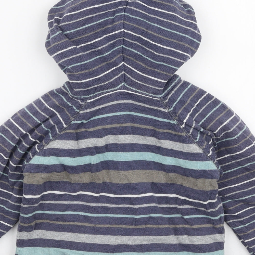 Matalan Boys Blue Striped 100% Cotton Full Zip Hoodie Size 3-4 Years  Zip