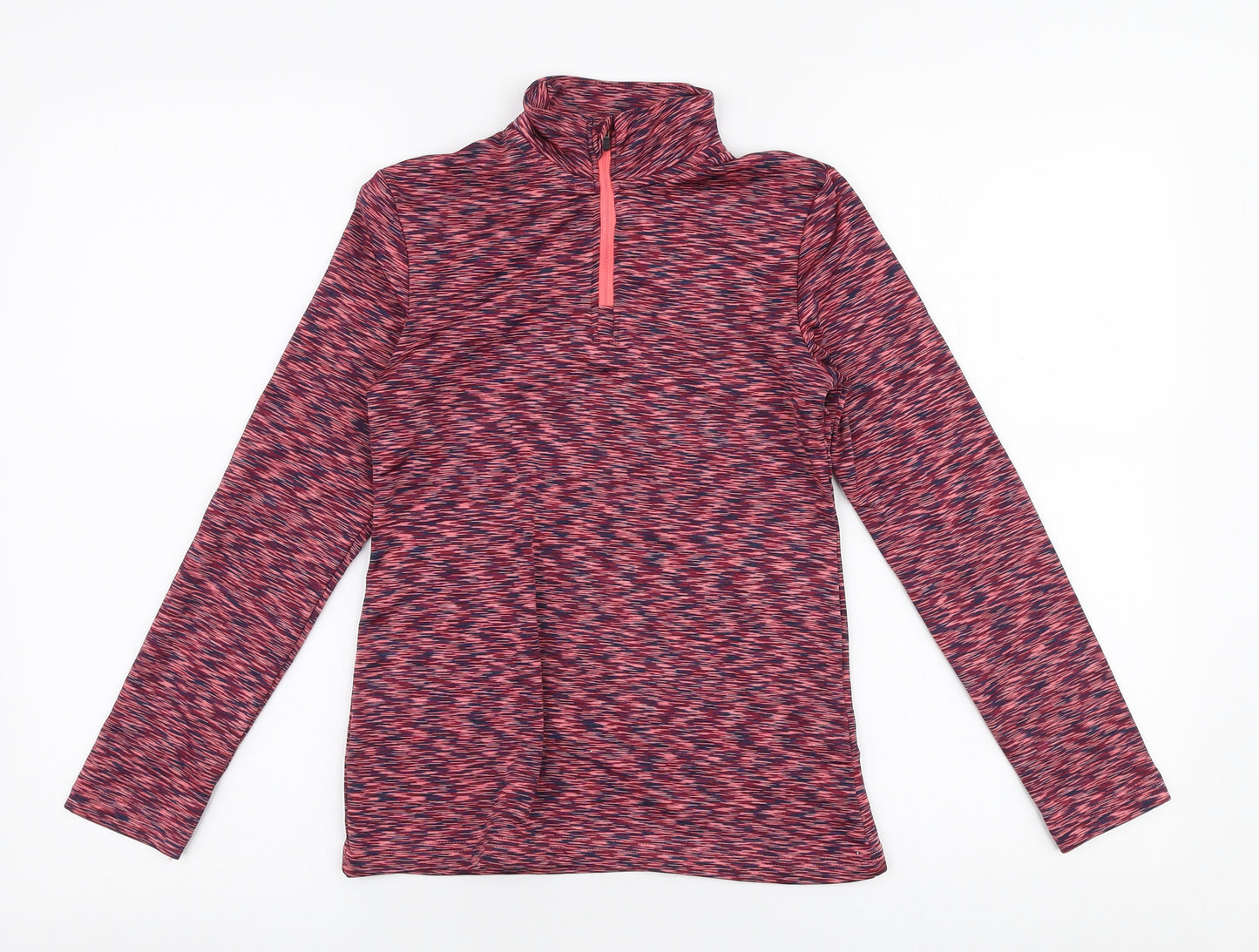 Crivit Girls Pink Striped Polyester Pullover Sweatshirt Size 9-10 Years  Zip - Activewear