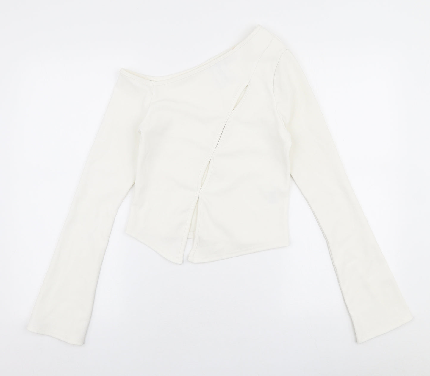 COLLUSION Womens Ivory  Polyester Basic Blouse Size 12 One Shoulder
