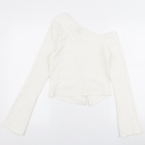 COLLUSION Womens Ivory  Polyester Basic Blouse Size 12 One Shoulder