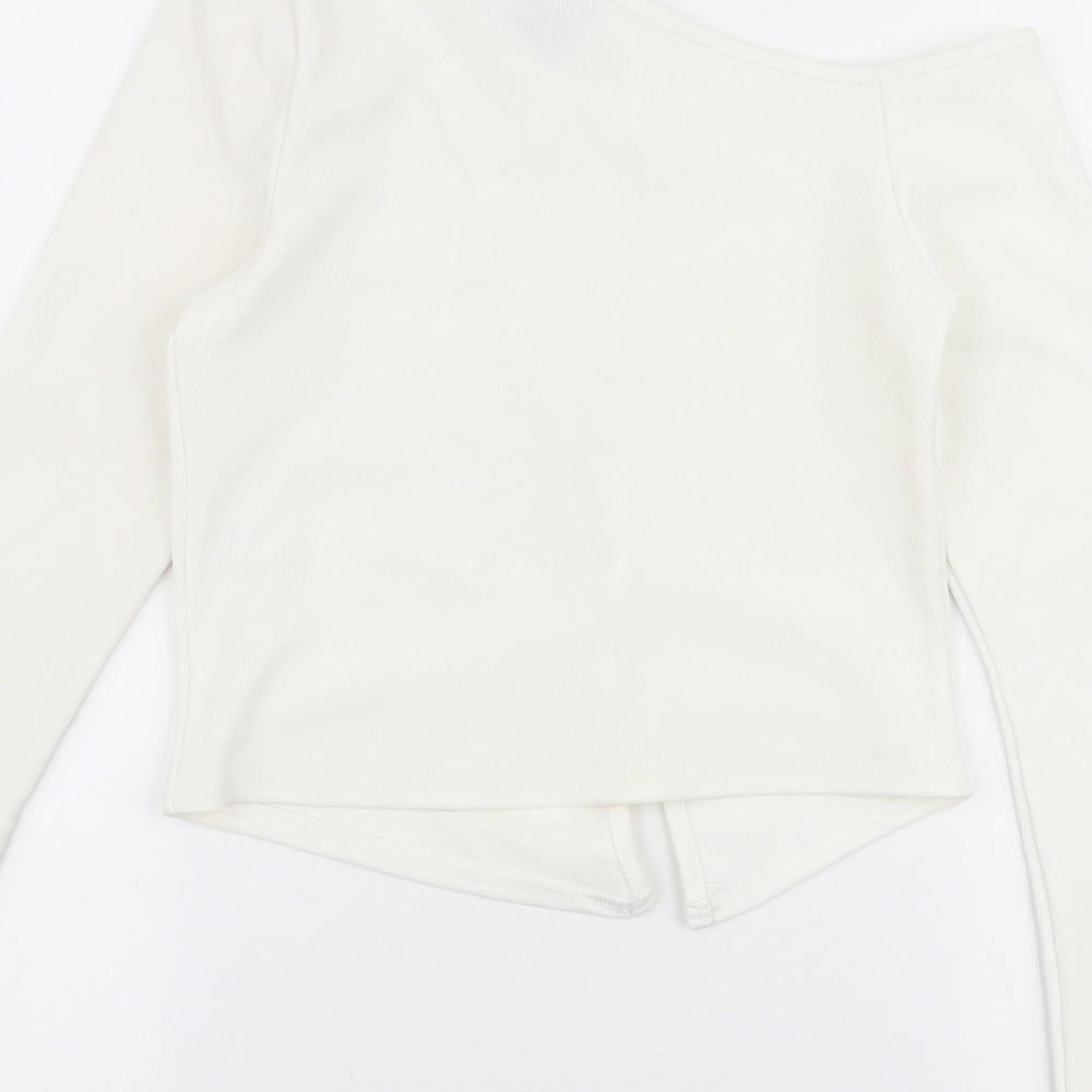 COLLUSION Womens Ivory  Polyester Basic Blouse Size 12 One Shoulder