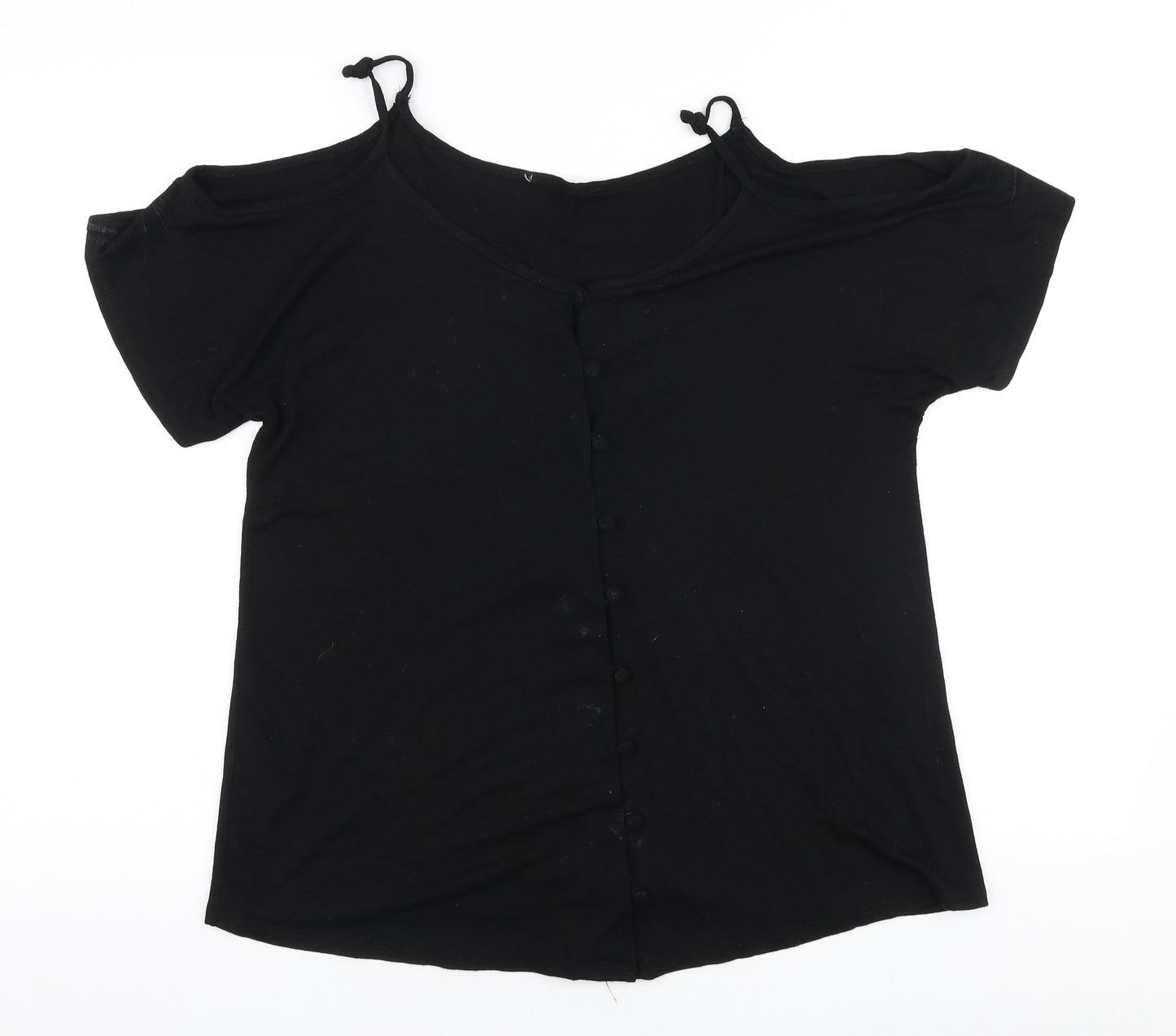 George Womens Black  Viscose Jersey Blouse Size 12 Round Neck - Cold shoulder