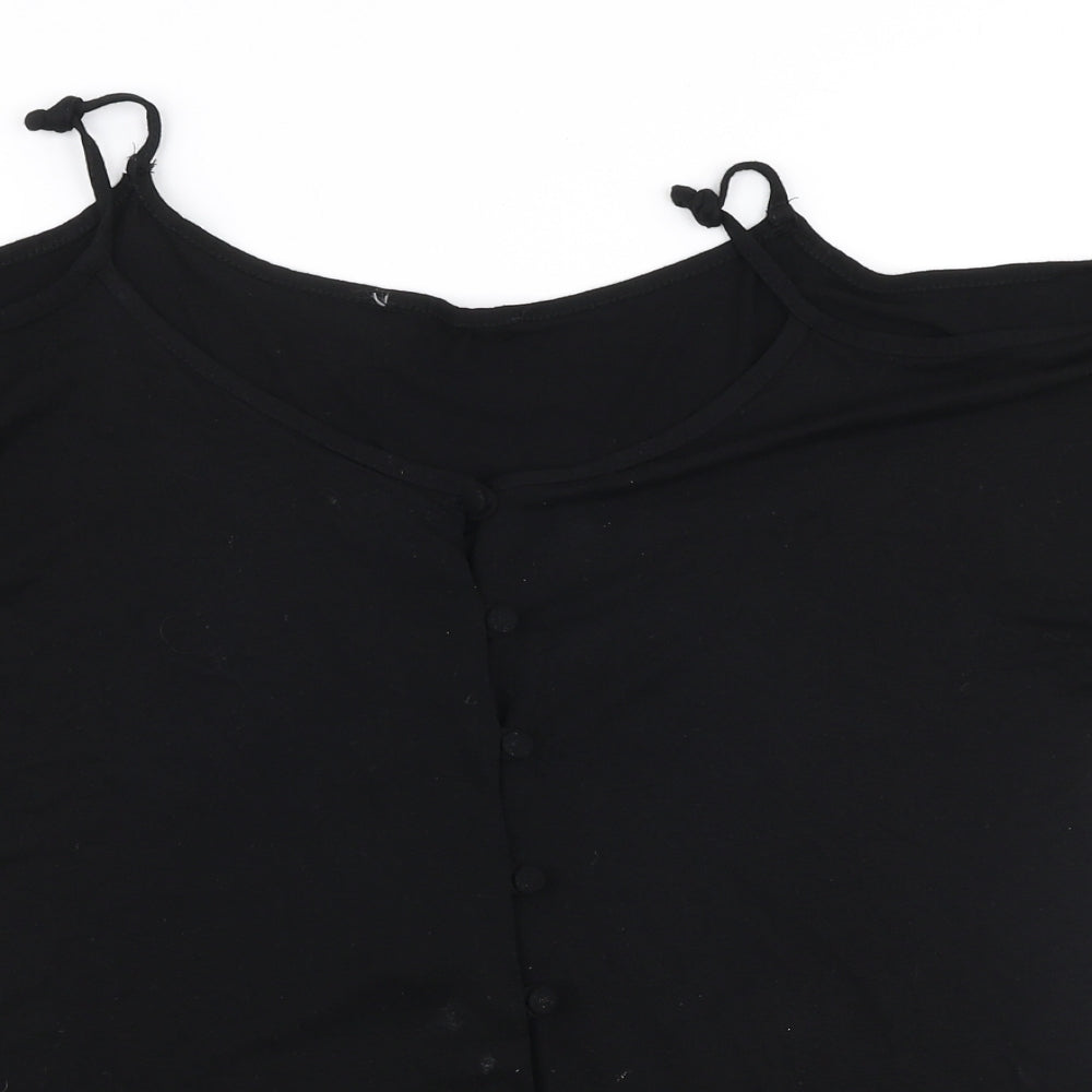 George Womens Black  Viscose Jersey Blouse Size 12 Round Neck - Cold shoulder