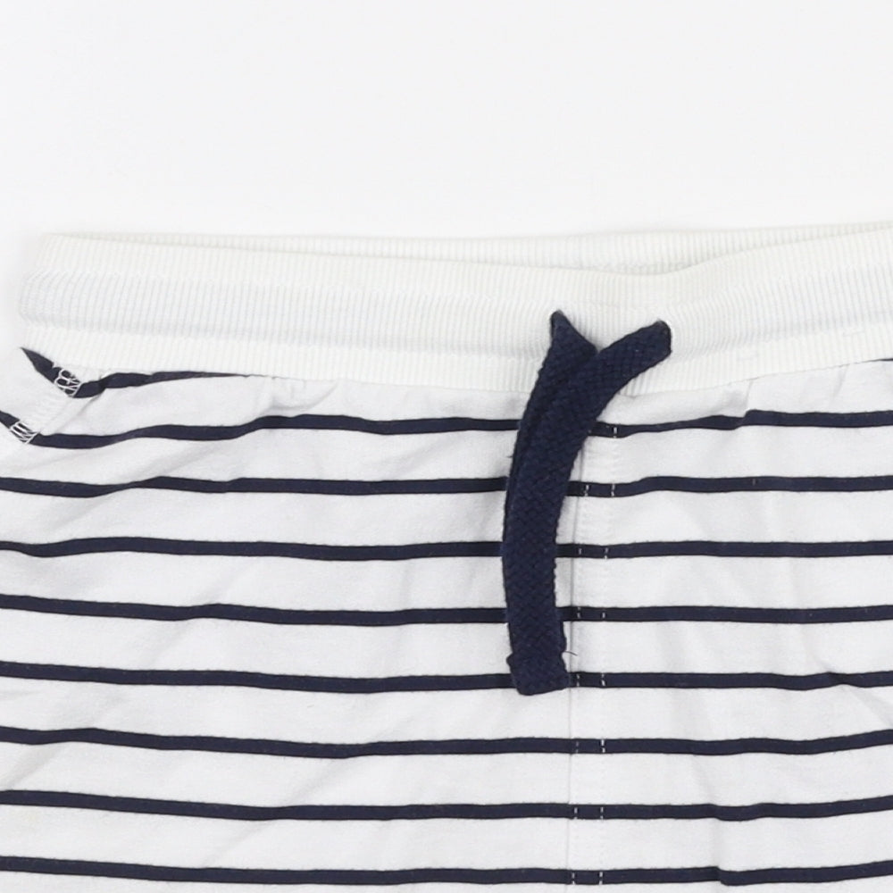 George Girls White Striped Cotton A-Line Skirt Size 7-8 Years  Regular Drawstring