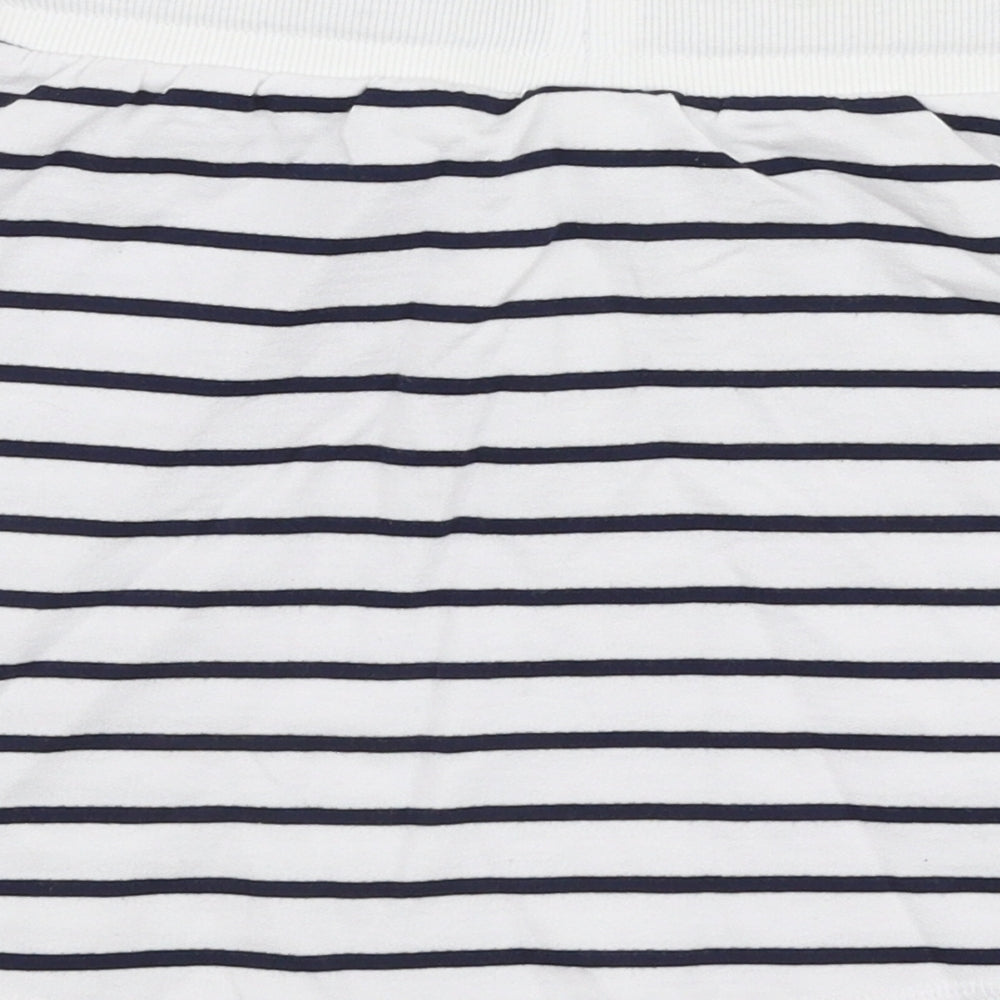 George Girls White Striped Cotton A-Line Skirt Size 7-8 Years  Regular Drawstring