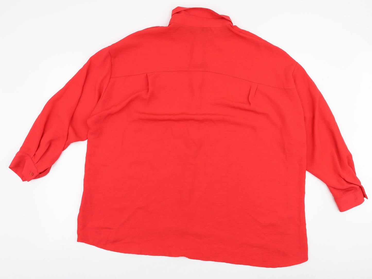 New Look Womens Red  Polyester Basic Button-Up Size 16 Collared