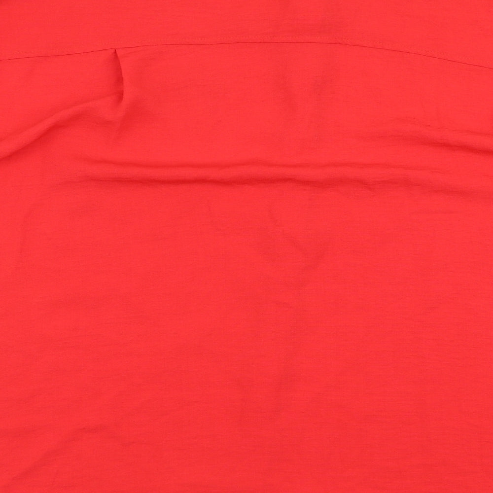 New Look Womens Red  Polyester Basic Button-Up Size 16 Collared