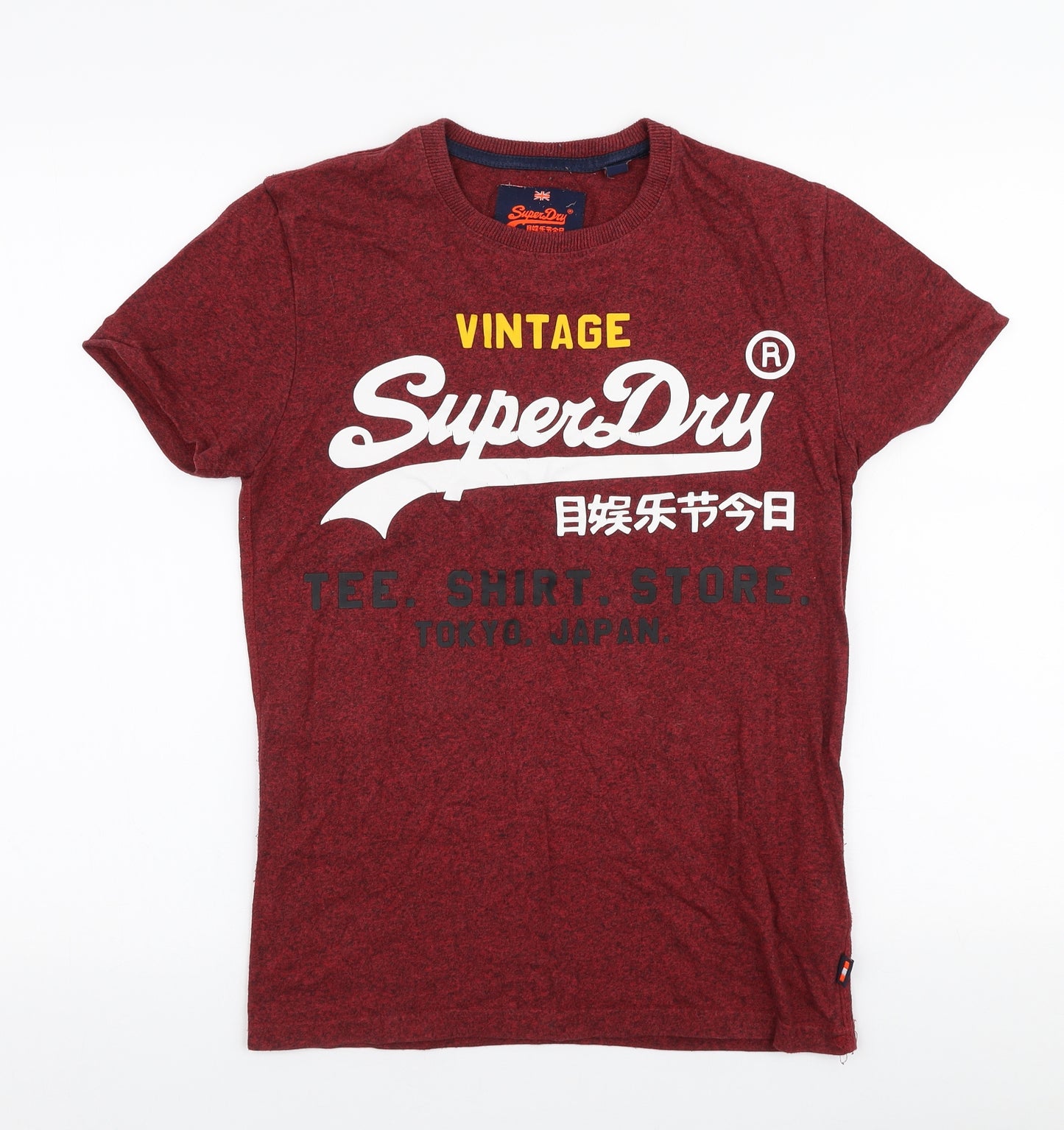 Super Dry Mens Red  Cotton  T-Shirt Size XS Round Neck