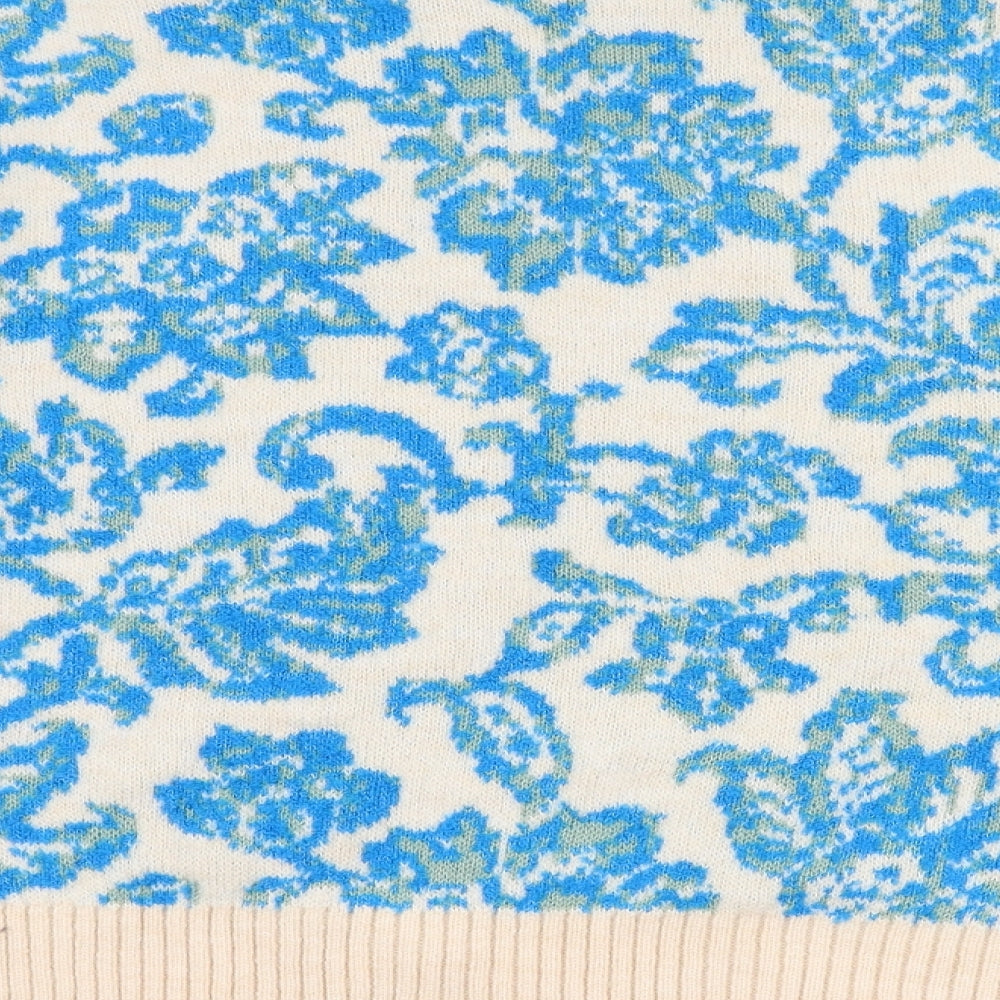 Primark Womens Blue Round Neck Fair Isle Acrylic Pullover Jumper Size XL
