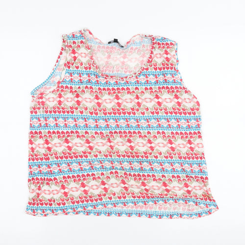 Mystify Womens Multicoloured Geometric Viscose Jersey Tank Size XL Round Neck