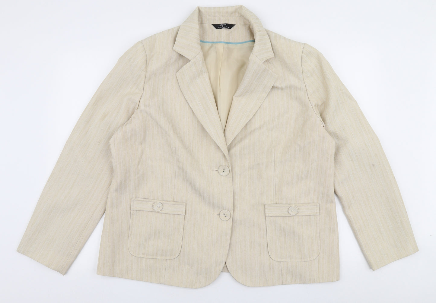 BM Womens Beige Striped  Jacket Blazer Size 20  Button