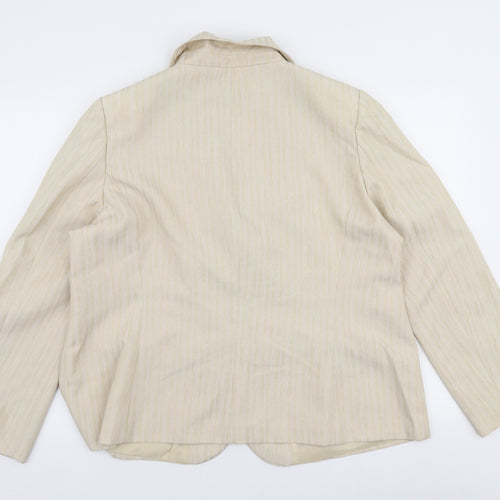 BM Womens Beige Striped  Jacket Blazer Size 20  Button