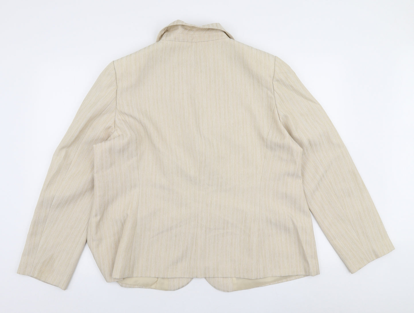 BM Womens Beige Striped  Jacket Blazer Size 20  Button