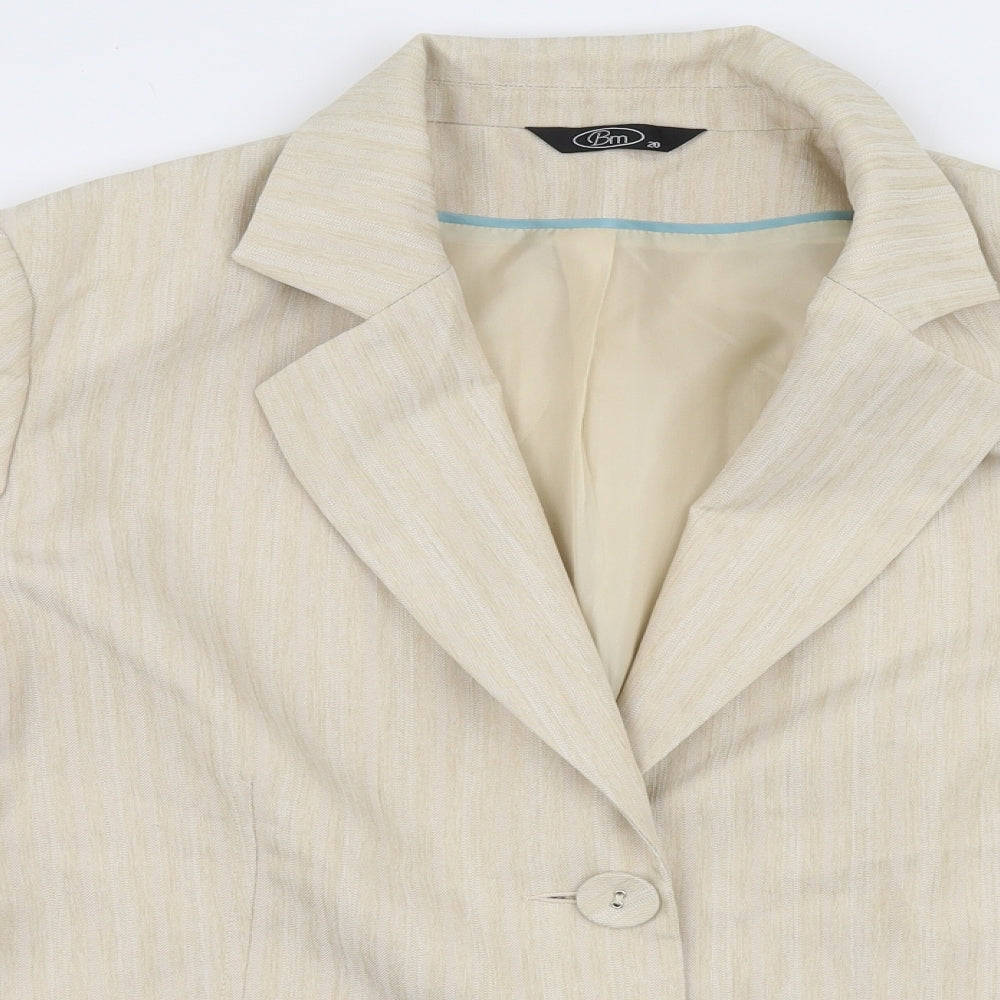 BM Womens Beige Striped  Jacket Blazer Size 20  Button