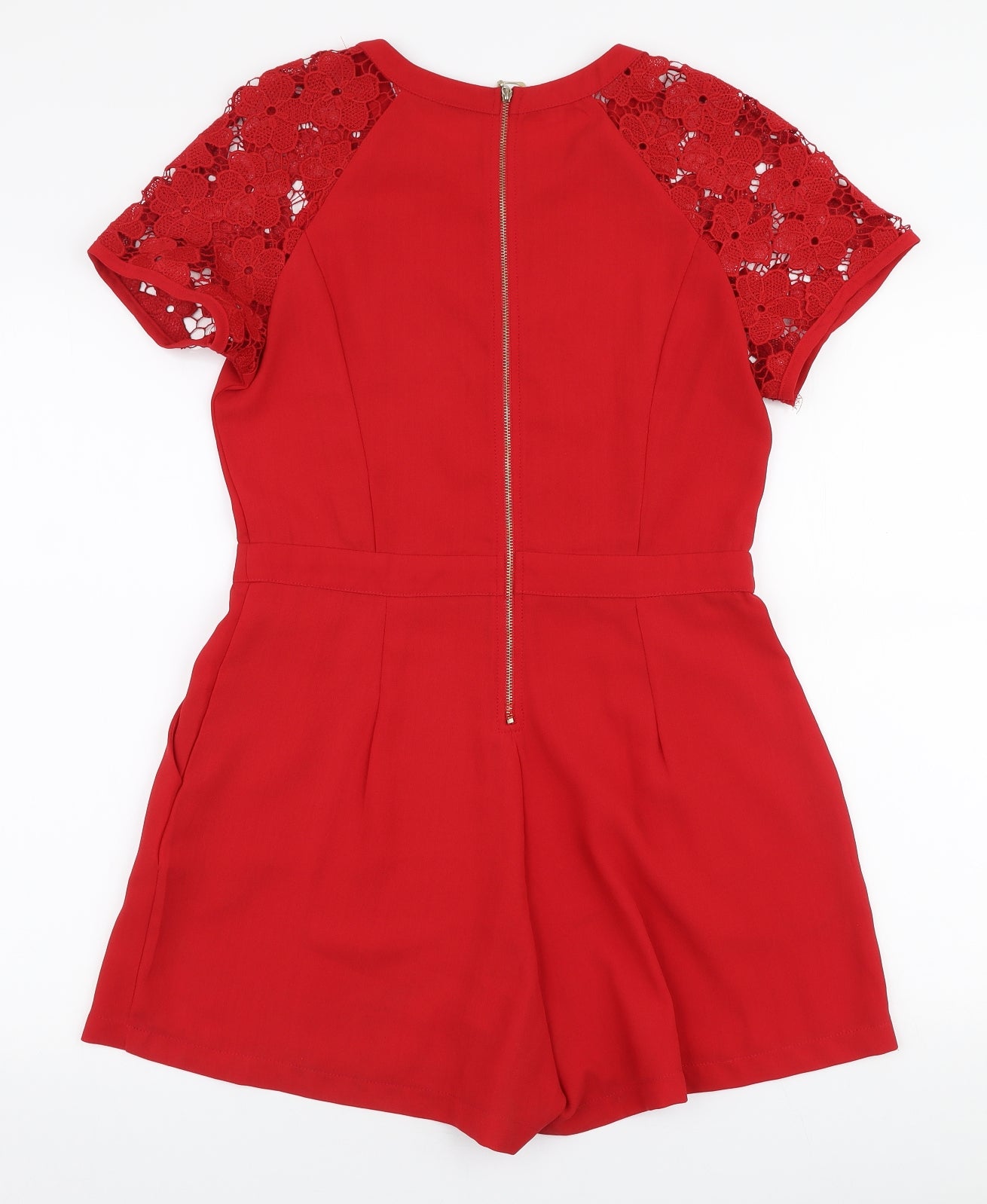 Exhibit Womens Red  Polyester Playsuit One-Piece Size 10 L3 in Zip