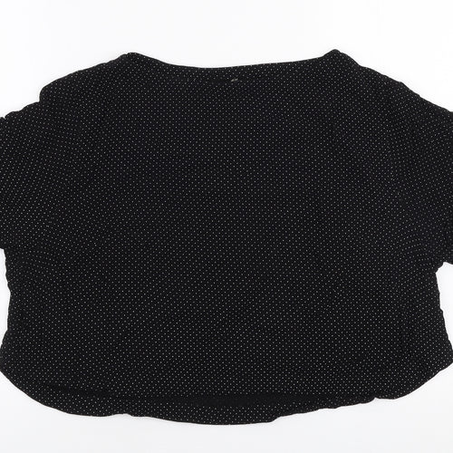 H&M Womens Black Polka Dot Viscose Basic Blouse Size 10 Round Neck