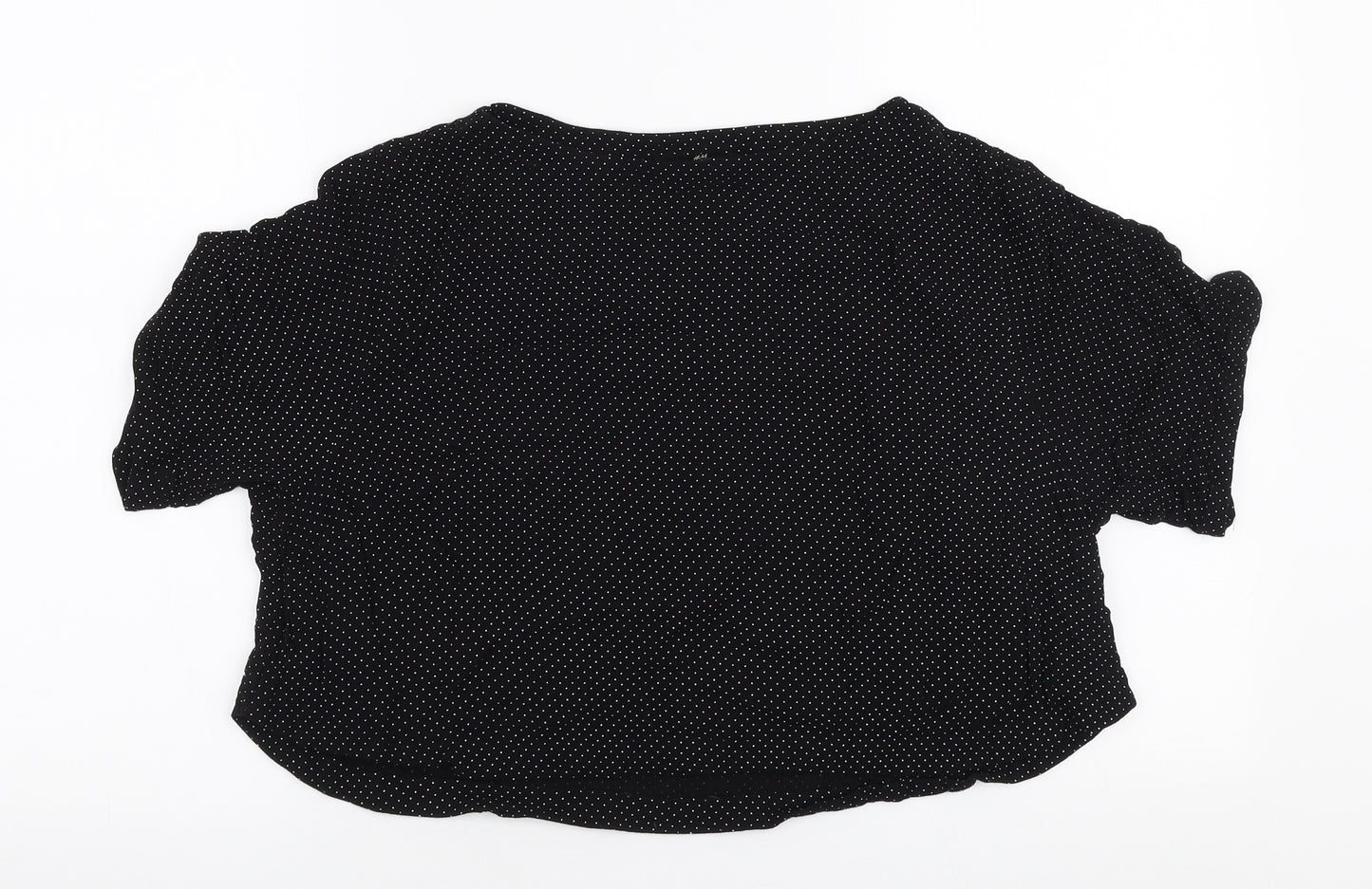 H&M Womens Black Polka Dot Viscose Basic Blouse Size 10 Round Neck