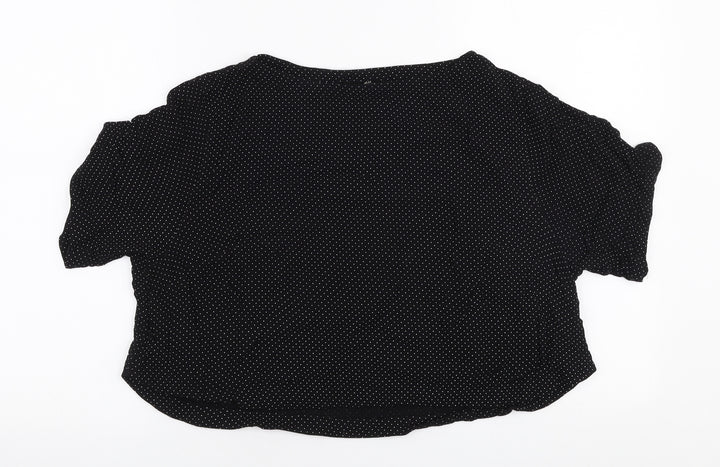 H&M Womens Black Polka Dot Viscose Basic Blouse Size 10 Round Neck